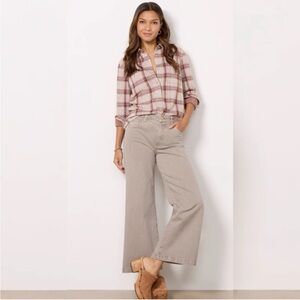 NEW Evereve Kut From The Kloth Meg Wide Leg Fab Ab Coffee Cream Jeans size 4